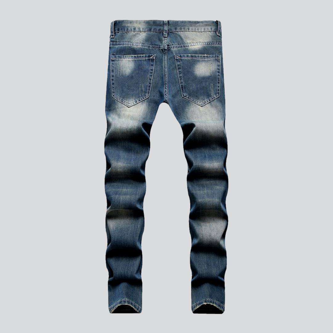 Men jeans with color rips