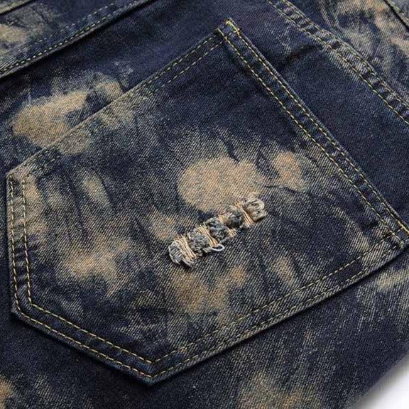 Tiger head embroidery men jeans