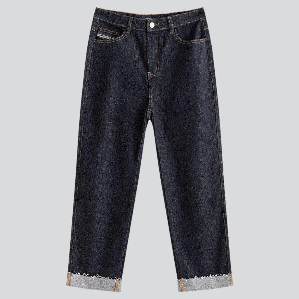 Raw hem straight women jeans