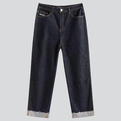 Raw hem straight women jeans