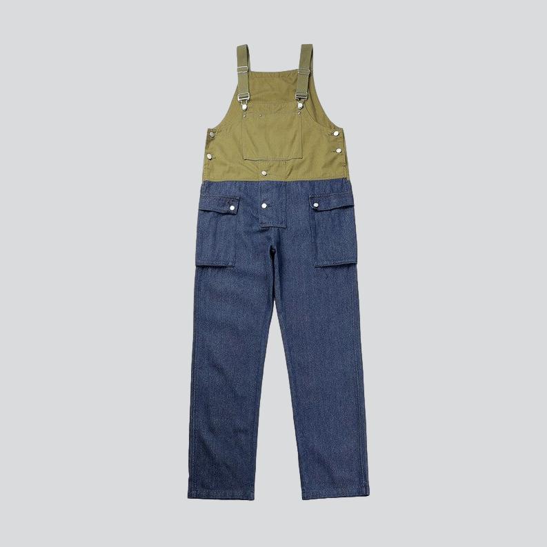 Two-color men denim dungaree