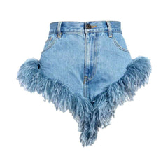 Feather hem women jean shorts