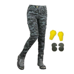 Grey camouflage women biker jeans