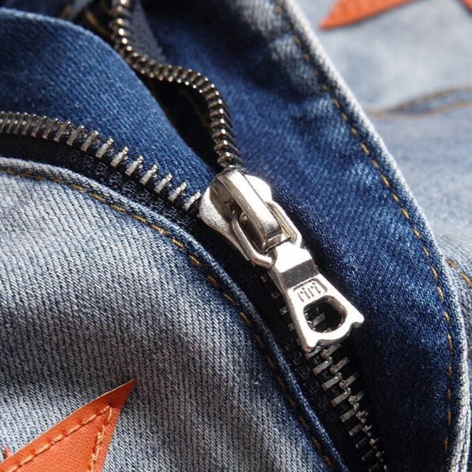 Orangefarbene Jeans mit Sternenstickerei für Herren