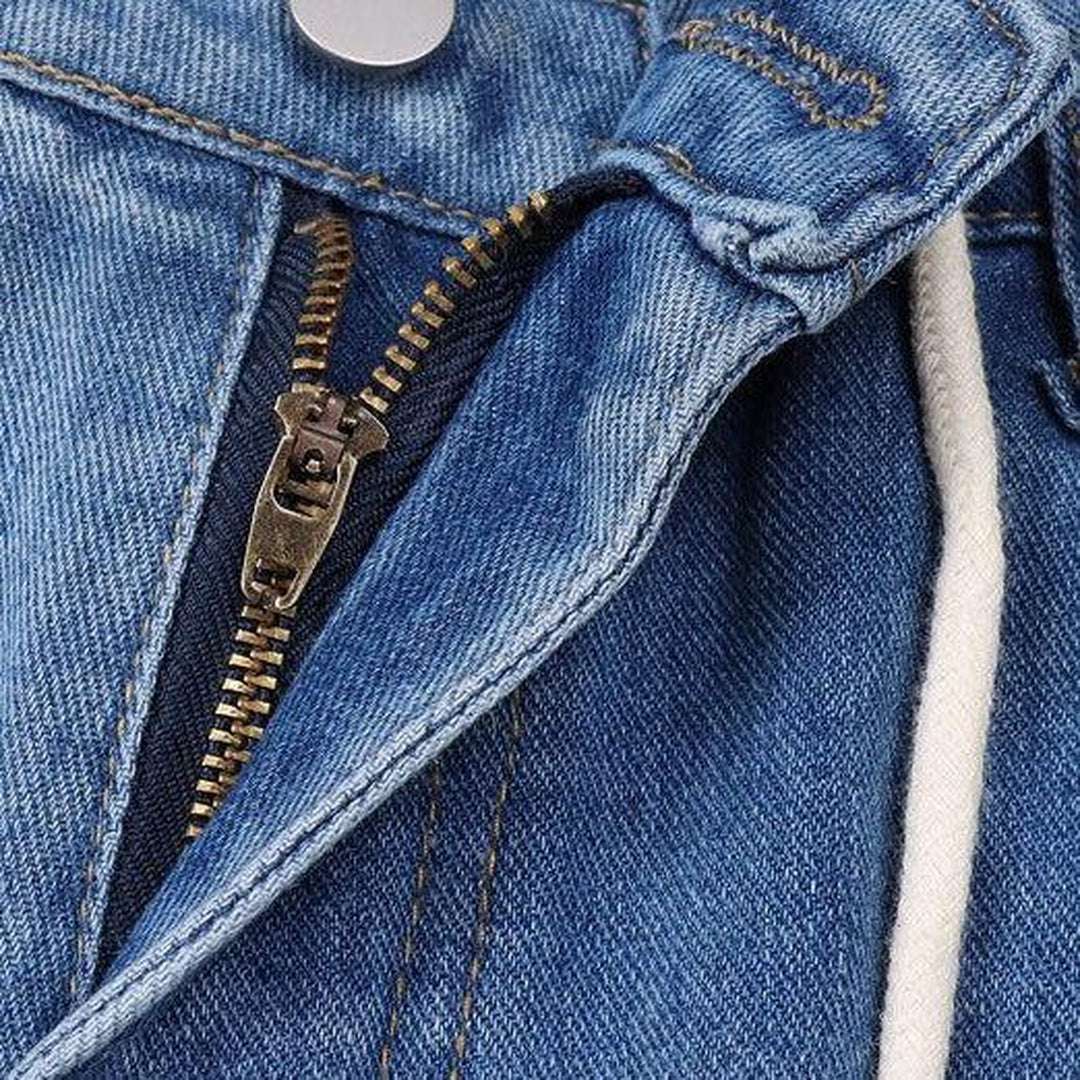 Cut-out baggy jeans with drawstrings