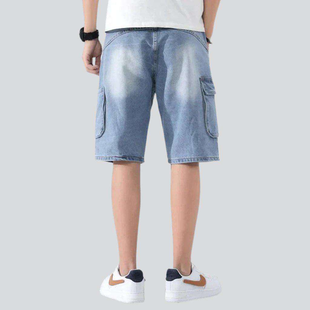 Light cargo men denim shorts