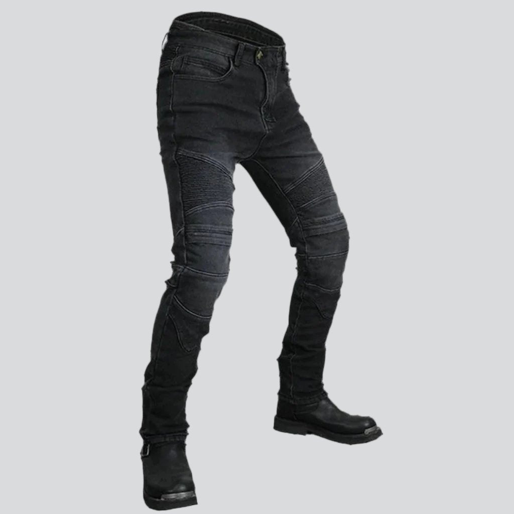 Winter velvet men biker jeans