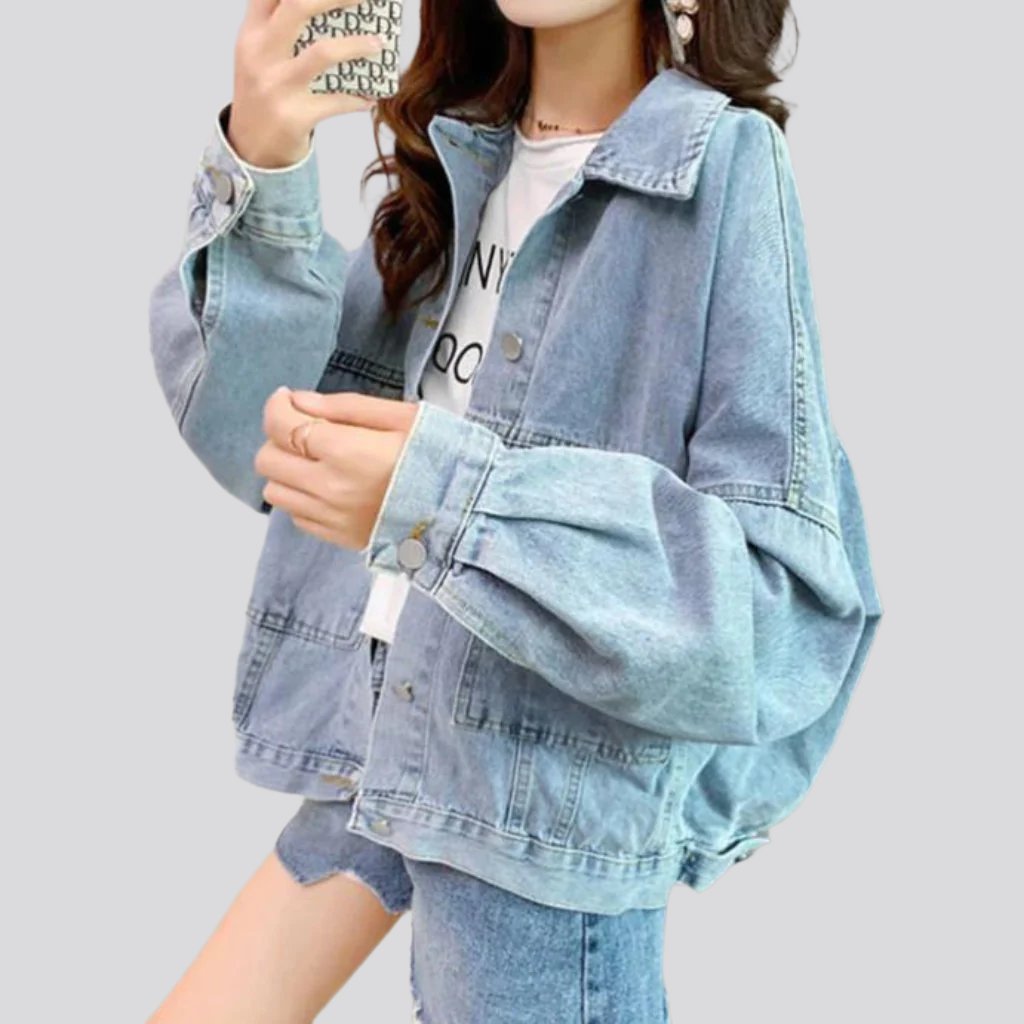 Oversized embroidered women denim jacket