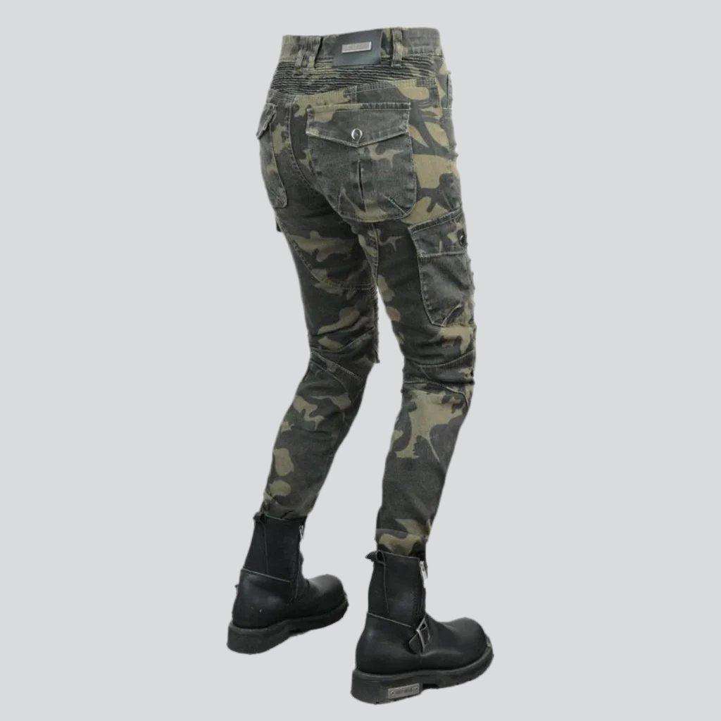 Camouflage Khaki Damen Bikerjeans