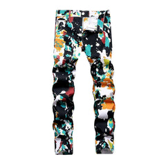 Multi-color print men jeans