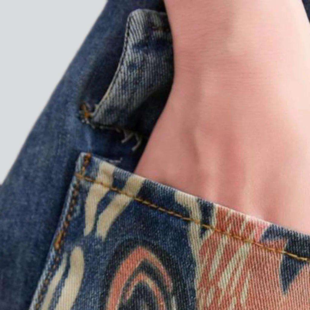 Jeans-Strampler mit Farbblock-Print