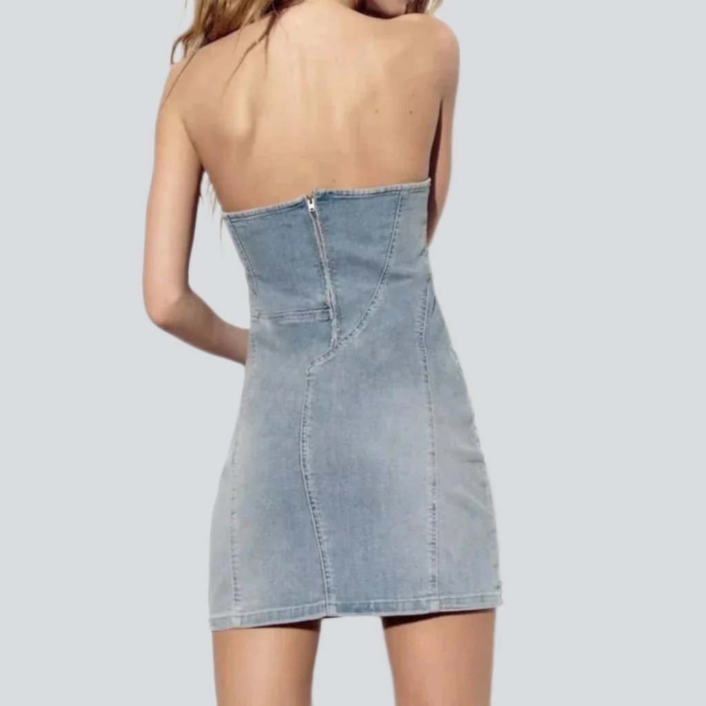 Vintage wash strapless denim dress