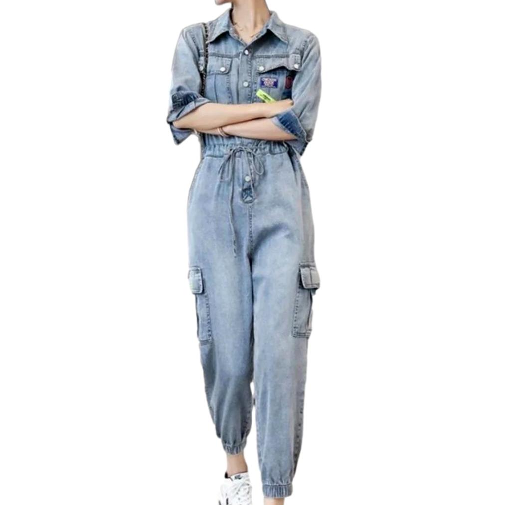 Safari-style women denim overall