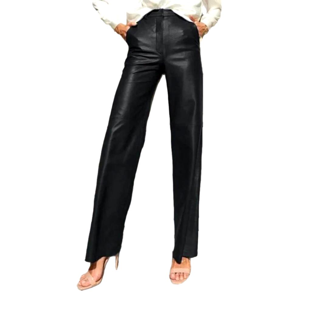 Wide-leg wax jean pants for ladies