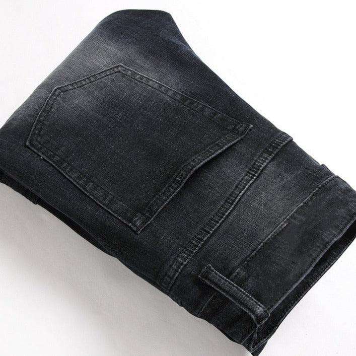 Blaue Patch-Bikerjeans für Herren