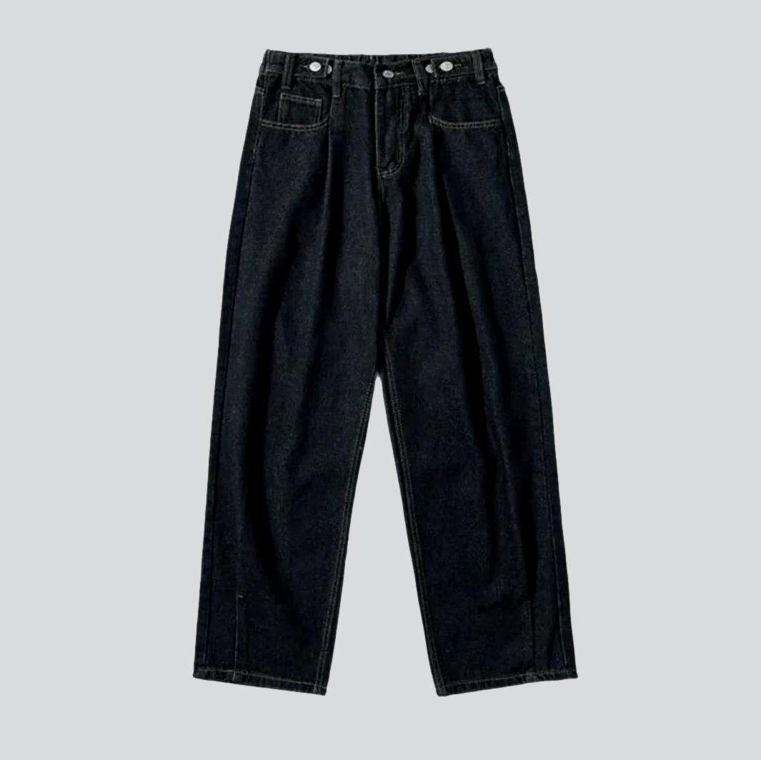 Adjustable waistband baggy men jeans