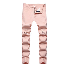 Zerrissene Knie rosa Herren Jeans