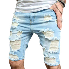 Shorts vaqueros desgastados, ajustados y ligeros