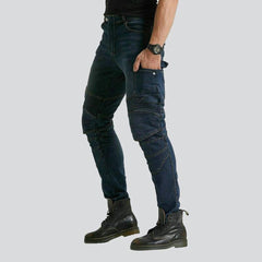 Navy men biker jeans