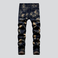 Tigerkopf-Stickerei Herren Jeans