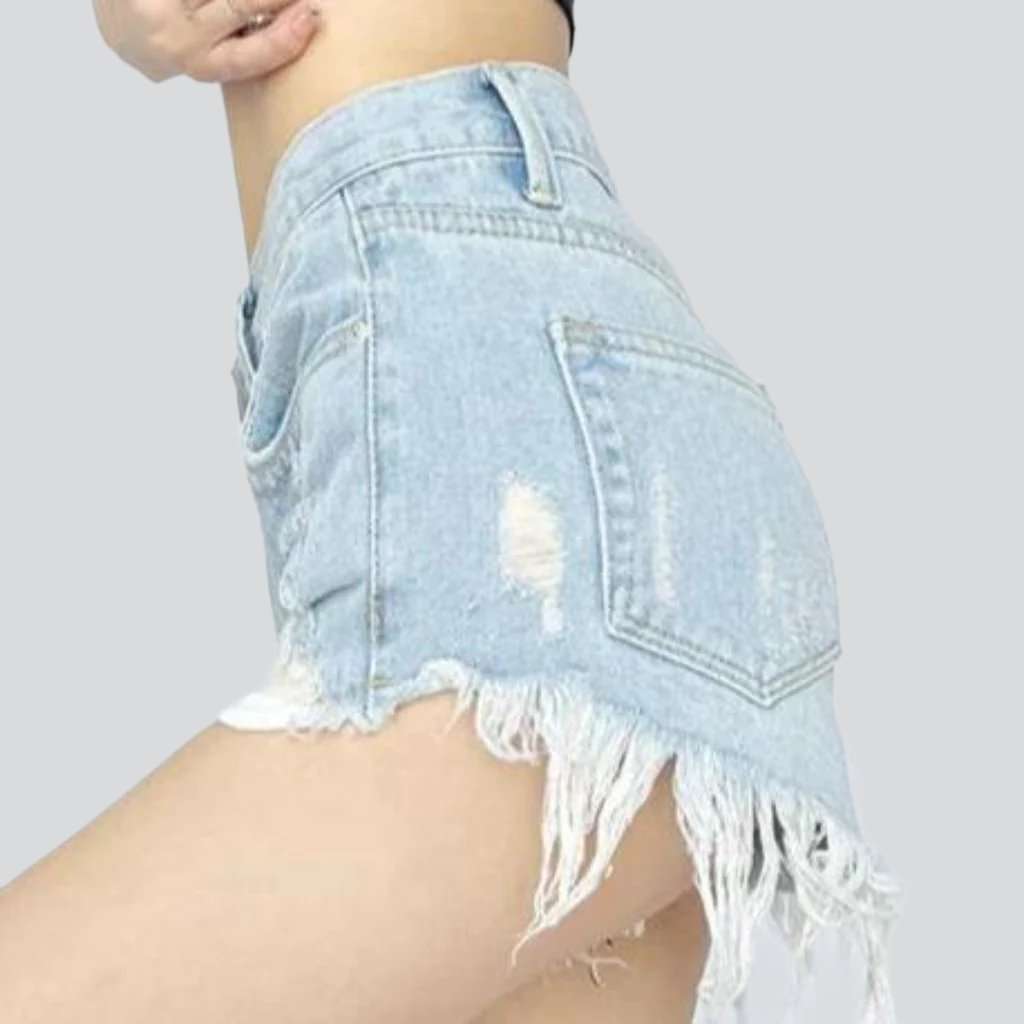 Shorts vaqueros desgastados de tiro bajo