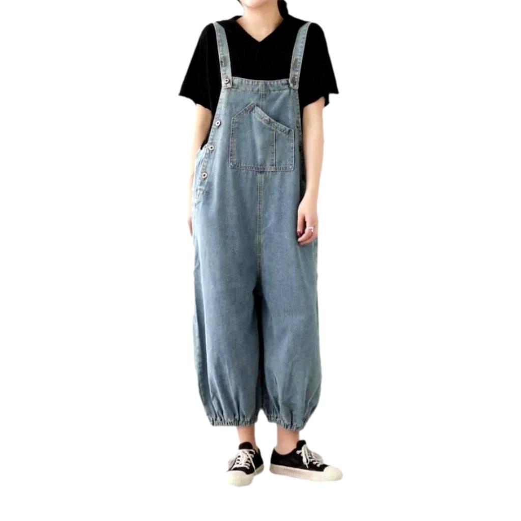 Light wash women denim jumpsuit