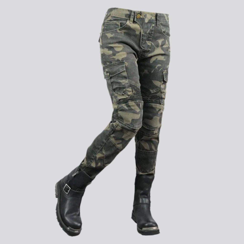 Biker knee-pads jeans for ladies