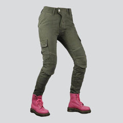 Wear resistant women biker jeans