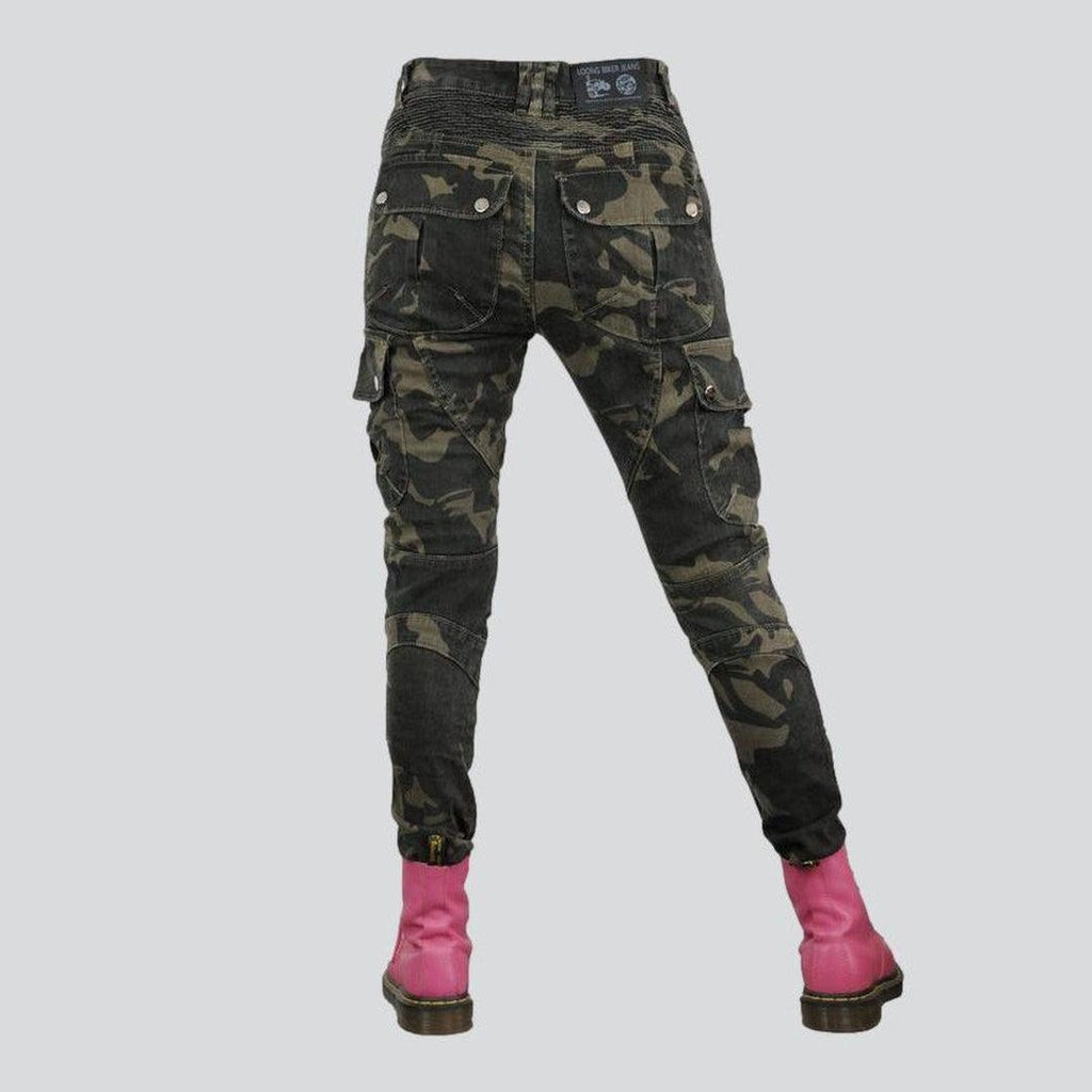 Military women biker jeans