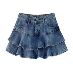 Mini-Jeansrock mit Vintage-Fills