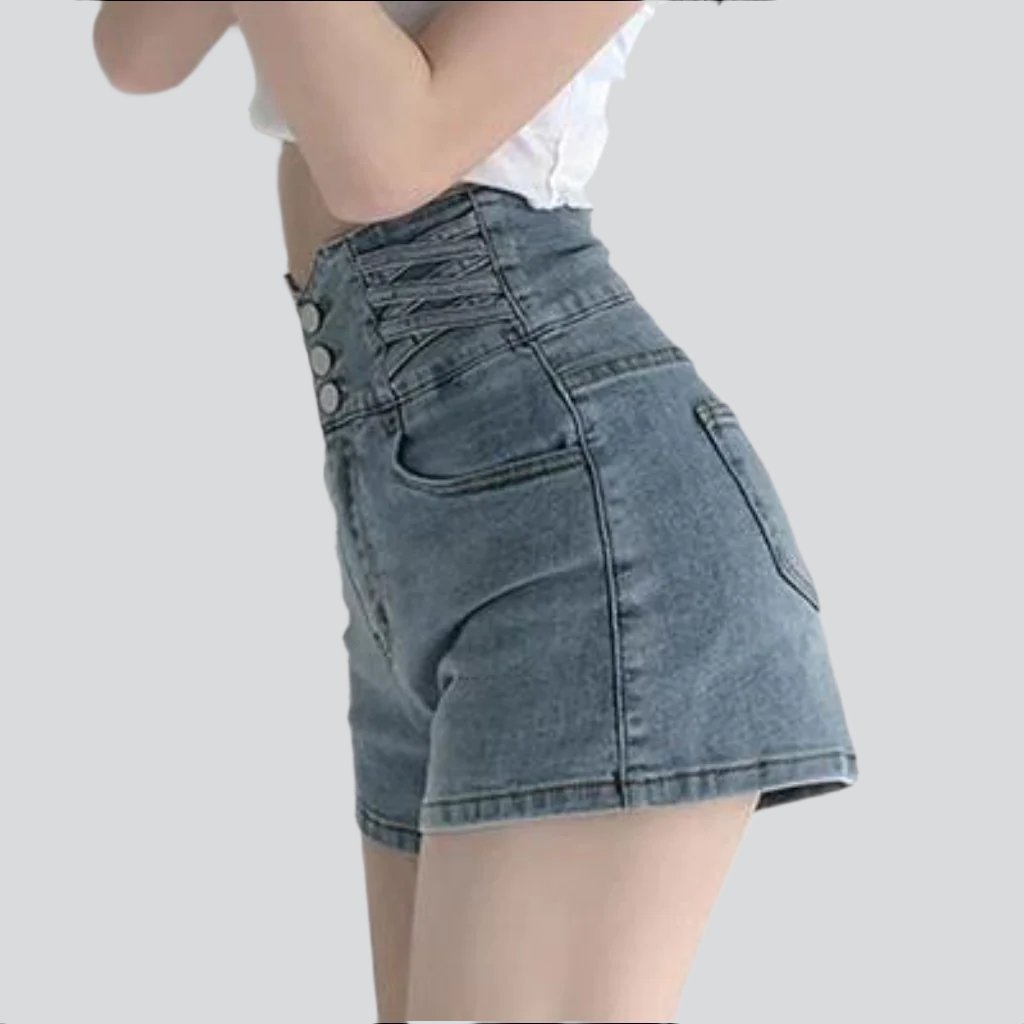 Ultra-high-rise denim shorts