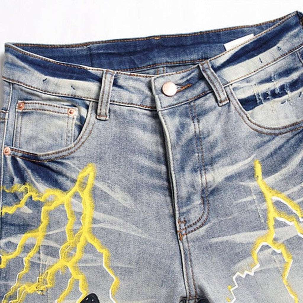 Graffiti print urban men jeans