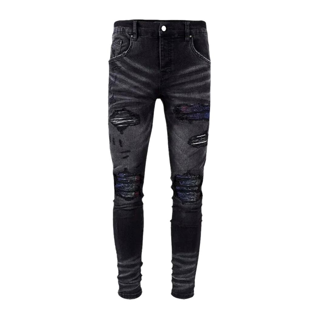 New style black distressed jeans