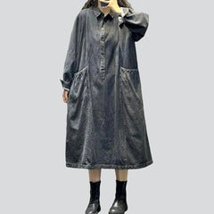 Streetwear vintage long denim dress