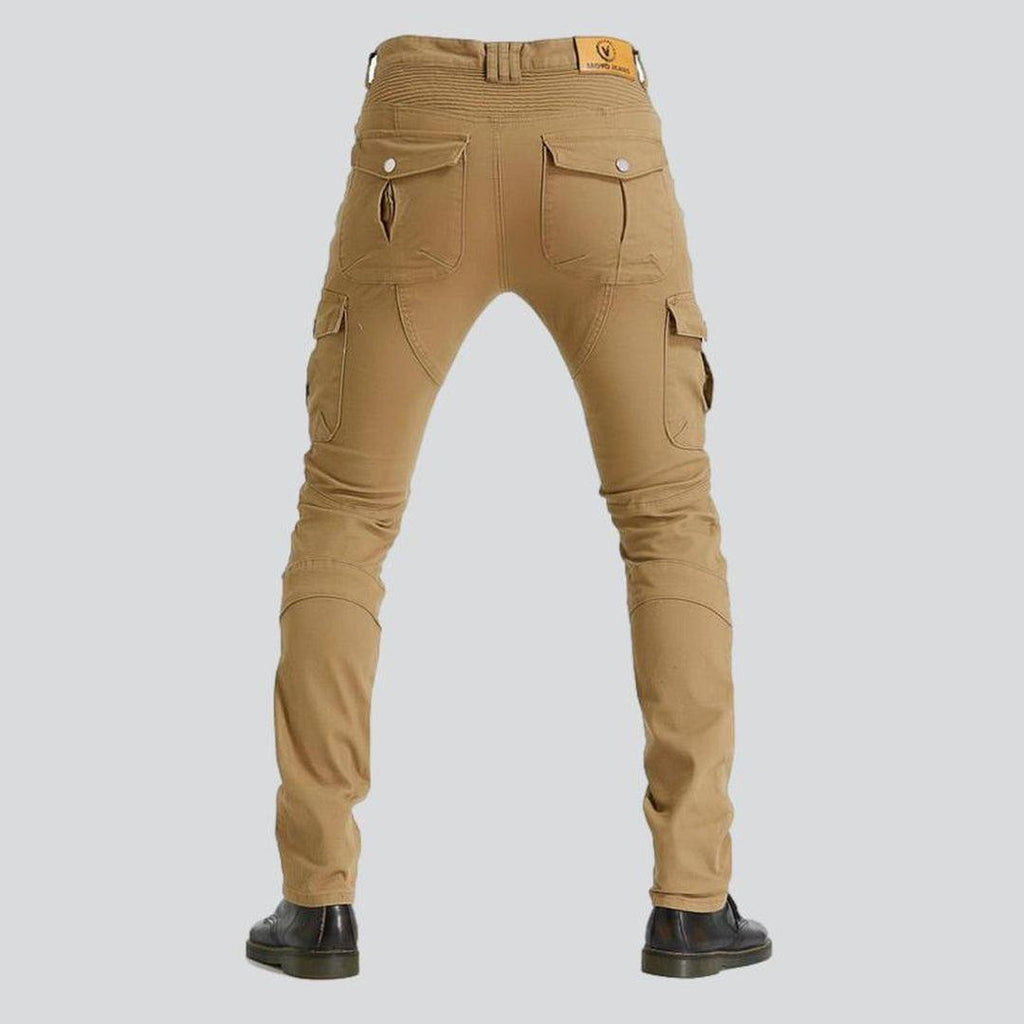 Pantalones vaqueros biker color arena