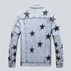 Black stars light denim jacket