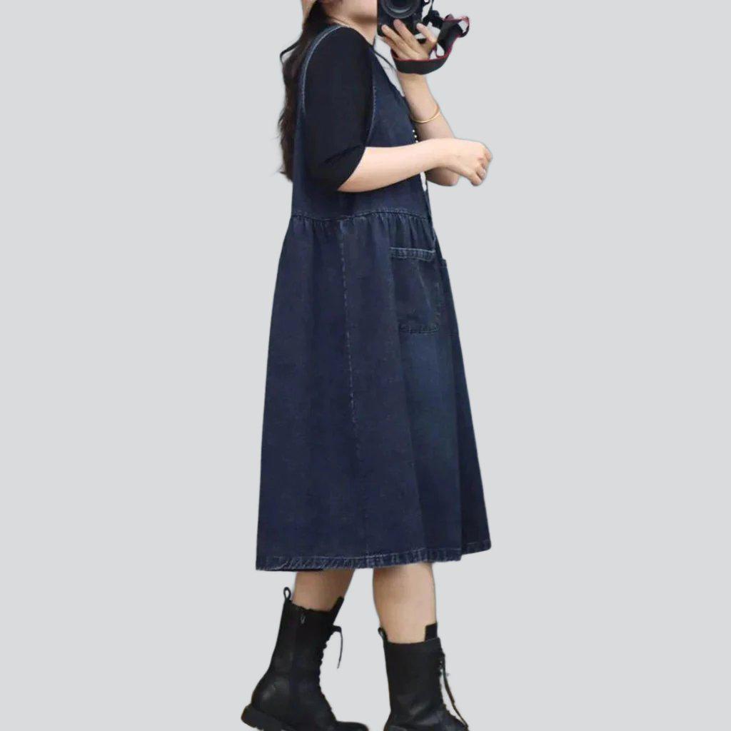 Sleeveless long denim dress