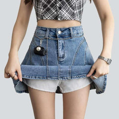 Flare mini denim skirt