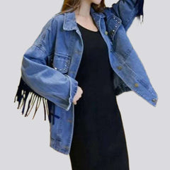 Boho fringe women denim jacket