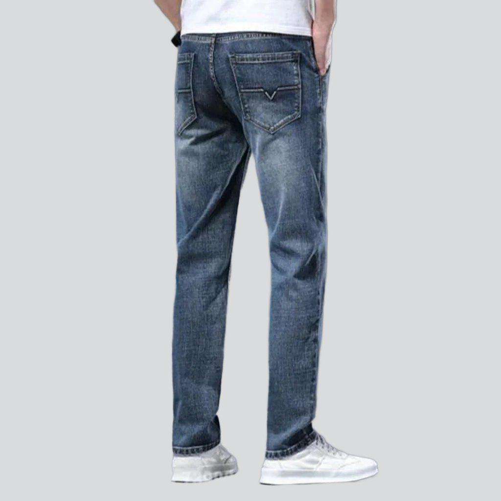 Diagonal pocket men slim jeans