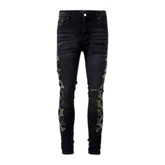 Schwarze bestickte Jeans im neuen Stil