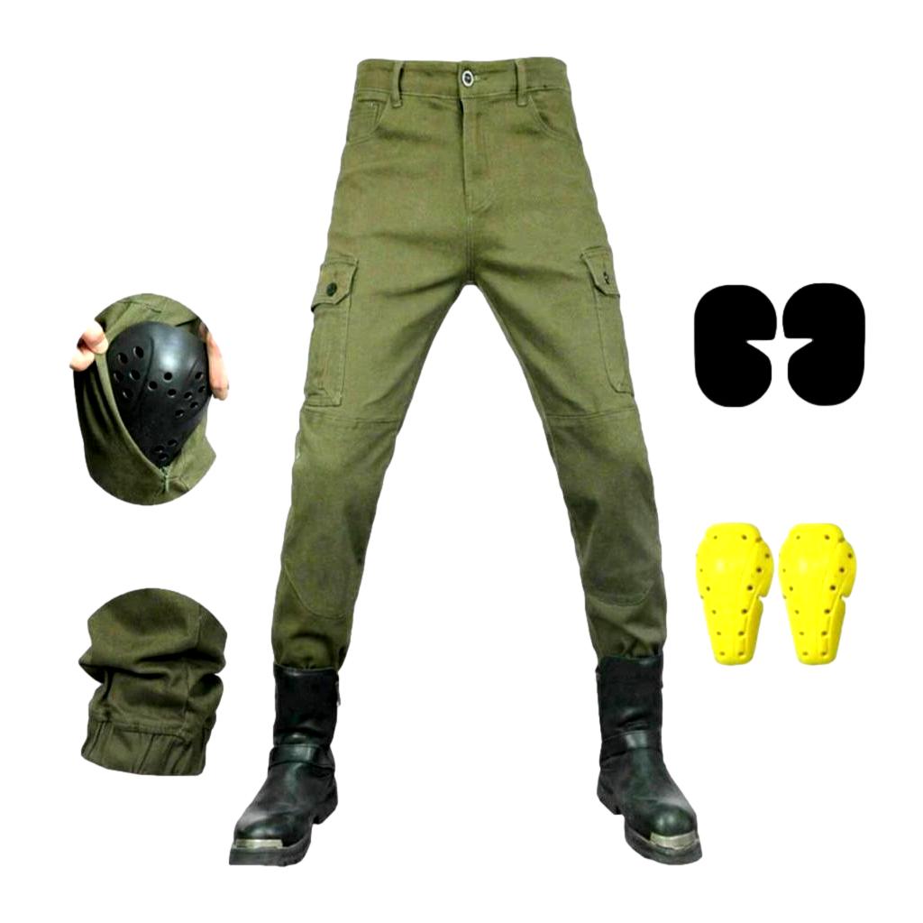 Protective men biker denim pants