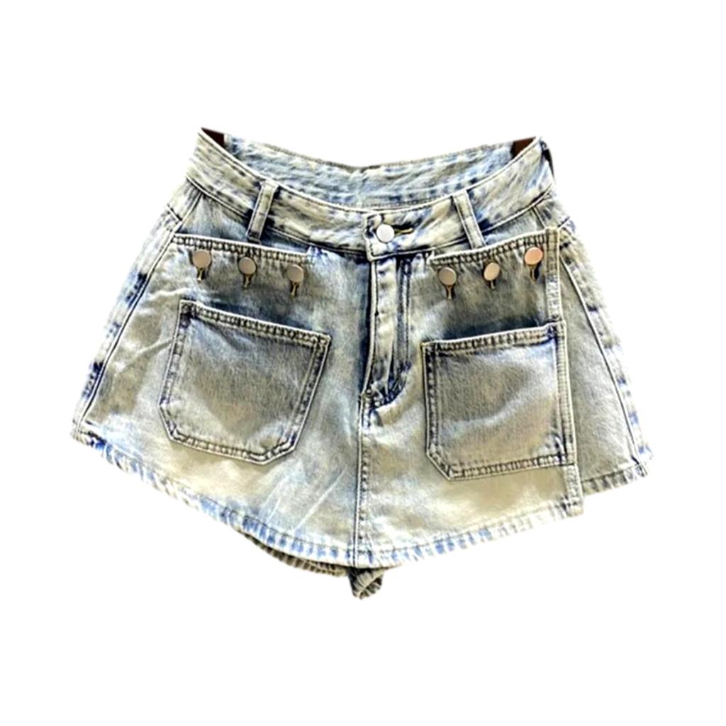 Retro layered denim skort