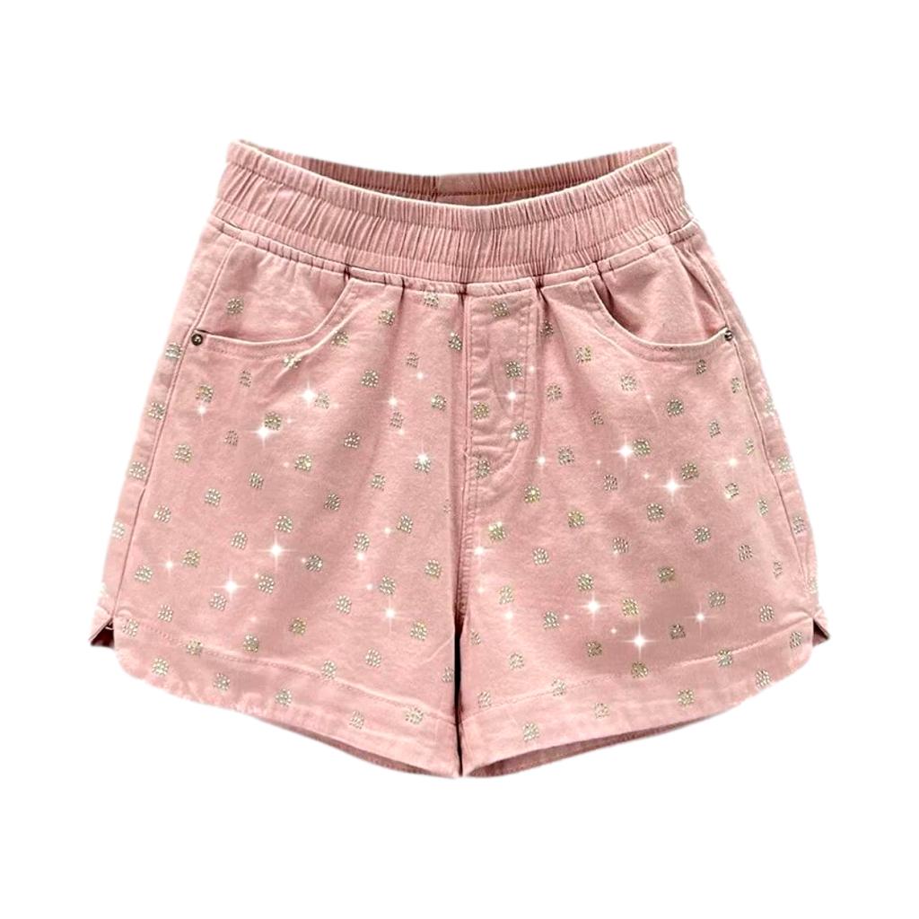 Strass-Jeansshorts mit Gummi