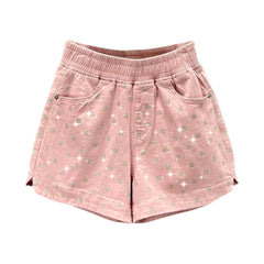 Shorts vaqueros con diamantes de imitación y goma