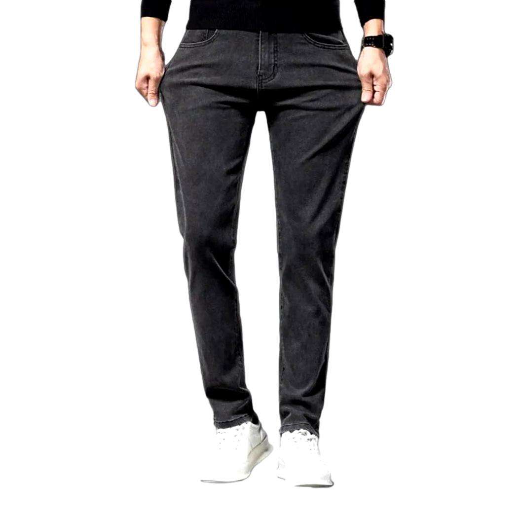 Black grey slim men jeans