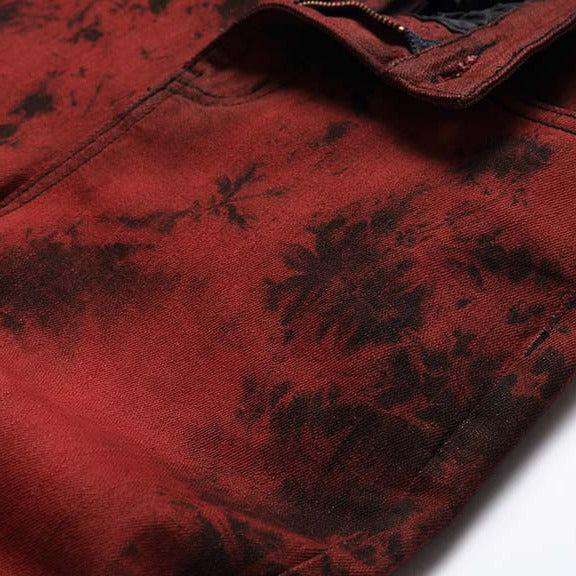 Dark-painted red men jeans