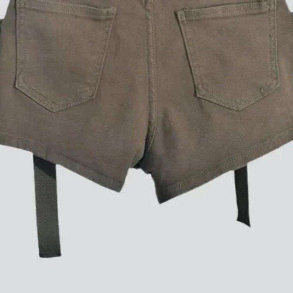 Cargo wide-leg women denim shorts