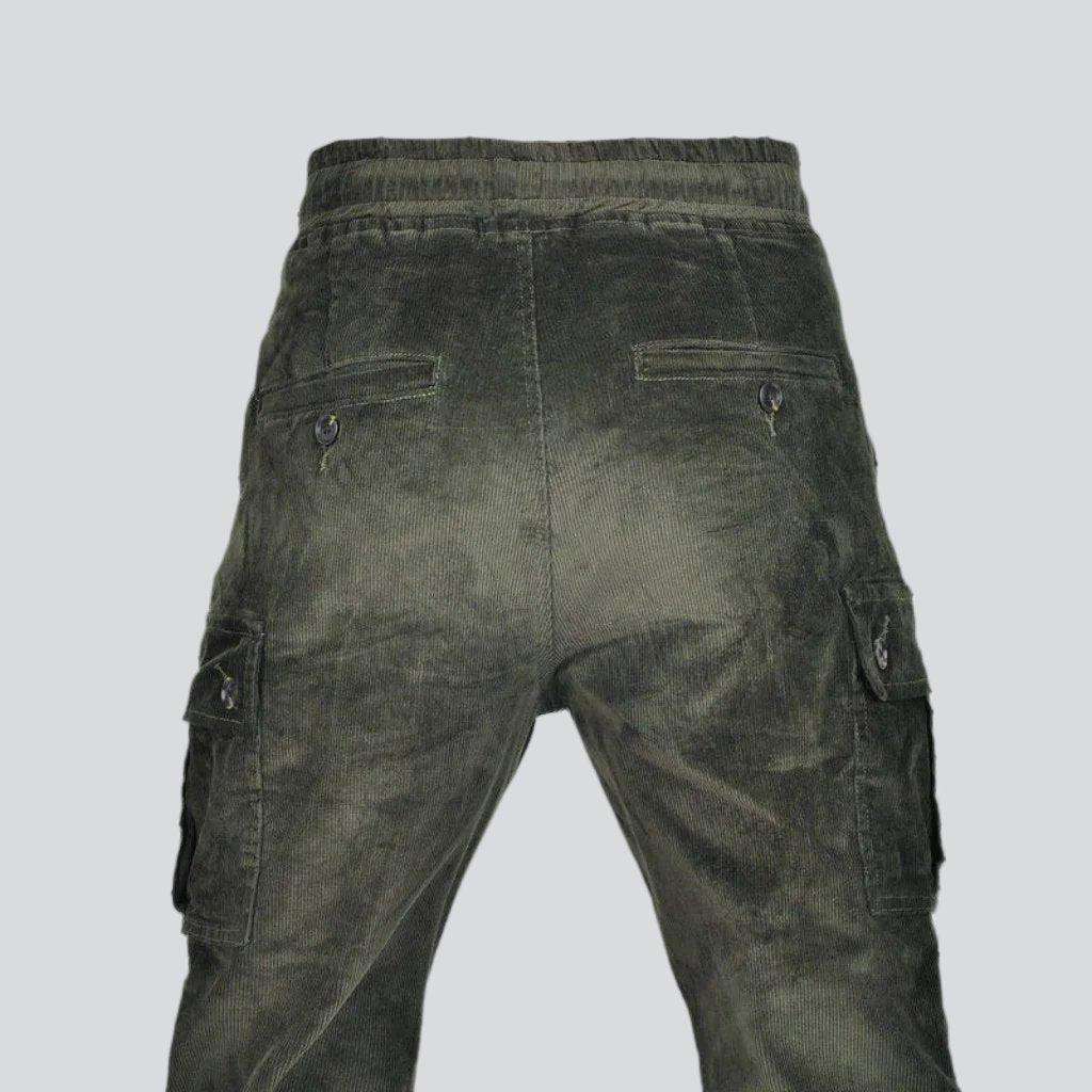 Corduroy men biker jeans