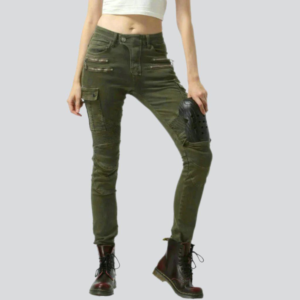 Protective women biker jeans